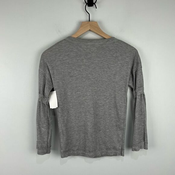 Baea Grey Waffle Knit Bell Sleeve Style L/S Top XS NWT - Picture 6 of 6